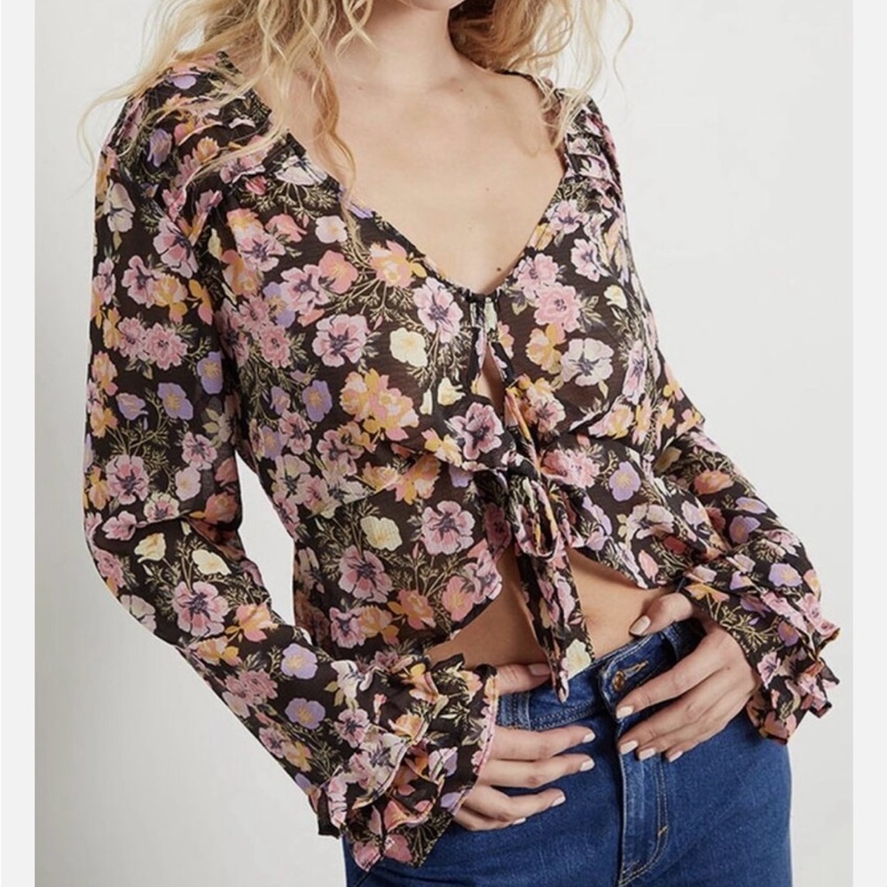 Free People Maybel Blouse in Black Combo